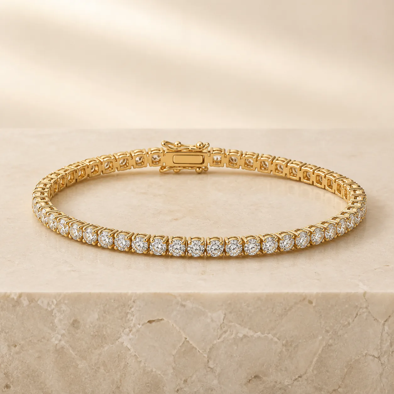 Custom yellow-gold diamond tennis bracelet